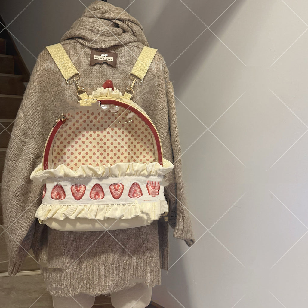 Sarah Express Strawberry Cream Cake Plush Aesthetic Backpack