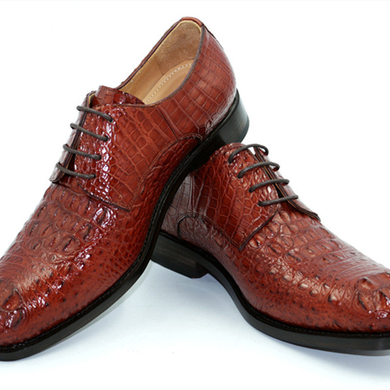 Sarah Express Men's Crocodile Pattern Leather Dress Shoes