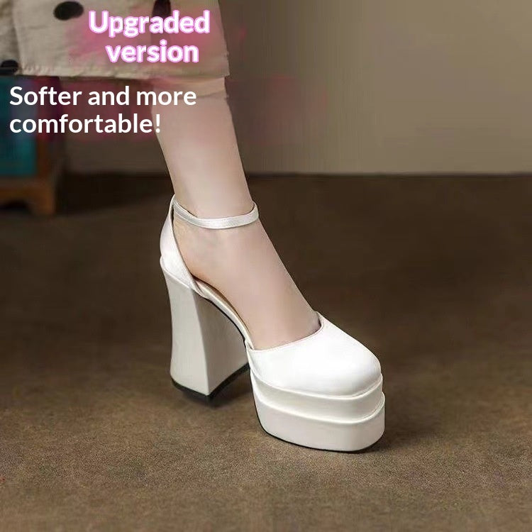 Sarah Express Satin Mary Jane Platform Chunky Heels