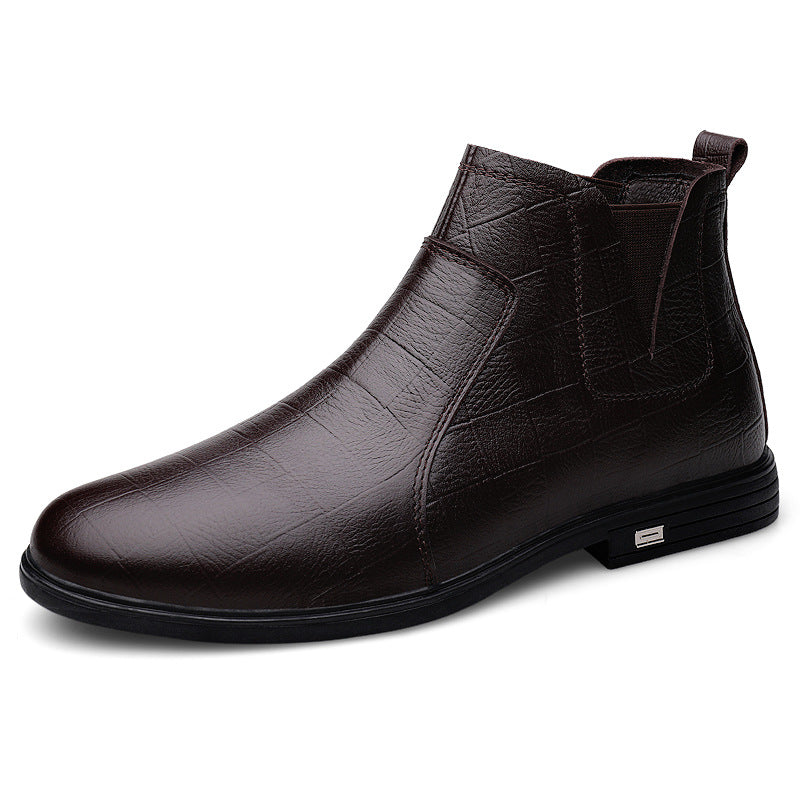 Sarah Express Men's Casual Leather Slip-On Boots
