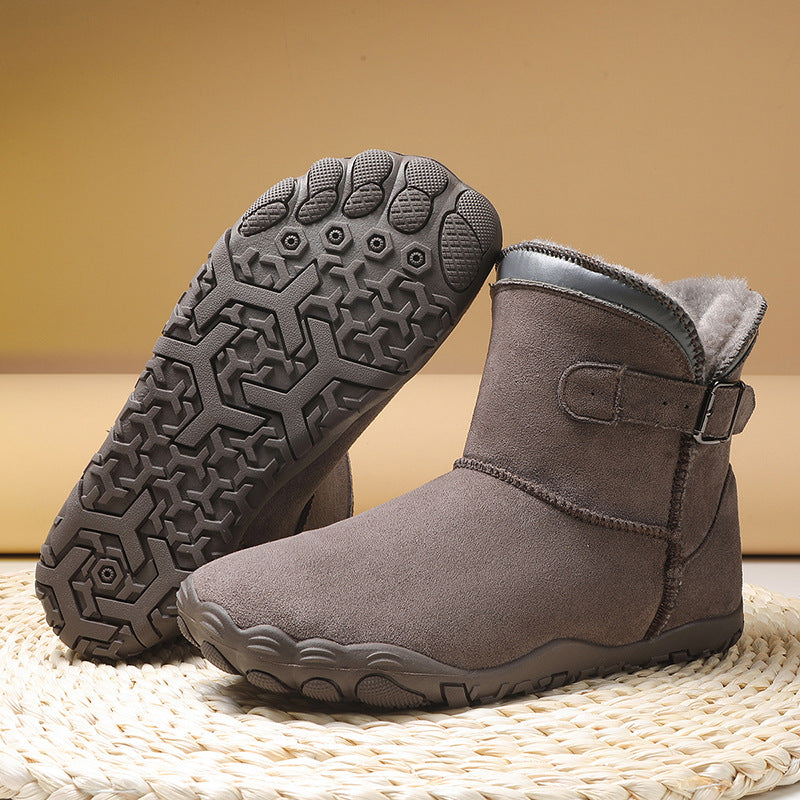 Sarah Express Plush Lined Suede Ankle Boots Coffee