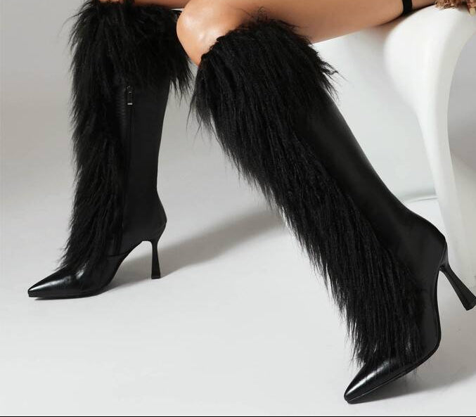 Sarah Express Tassel Stiletto Boots with Pointed Toe
