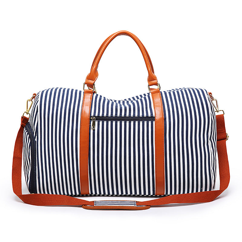 Sarah Express Striped Canvas Travel Duffel Bag