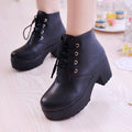 Sarah Express Women's Round-Toe Chunky-Sole Ankle Boots Black