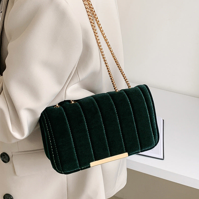 Sarah Express Velvet Chain Crossbody Square Bag