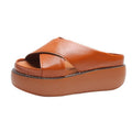 Sarah Express Retro Platform Cross-Strap Outdoor Sandals Yellow