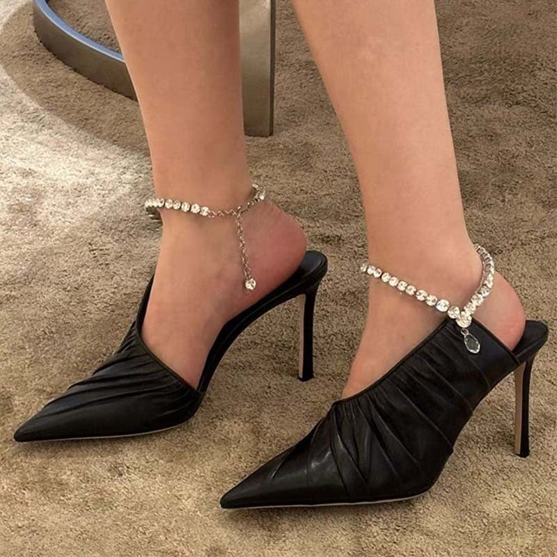 Sarah Express Pointed Toe Rhinestone Embellished High Heels