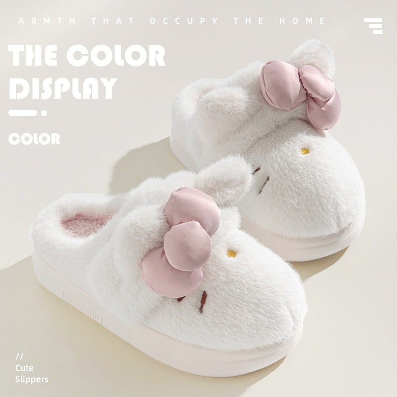 Sarah Express Fluffy Cat Bow Indoor House Slippers