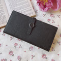 Sarah Express Lychee Pattern Long Leather Wallet Black