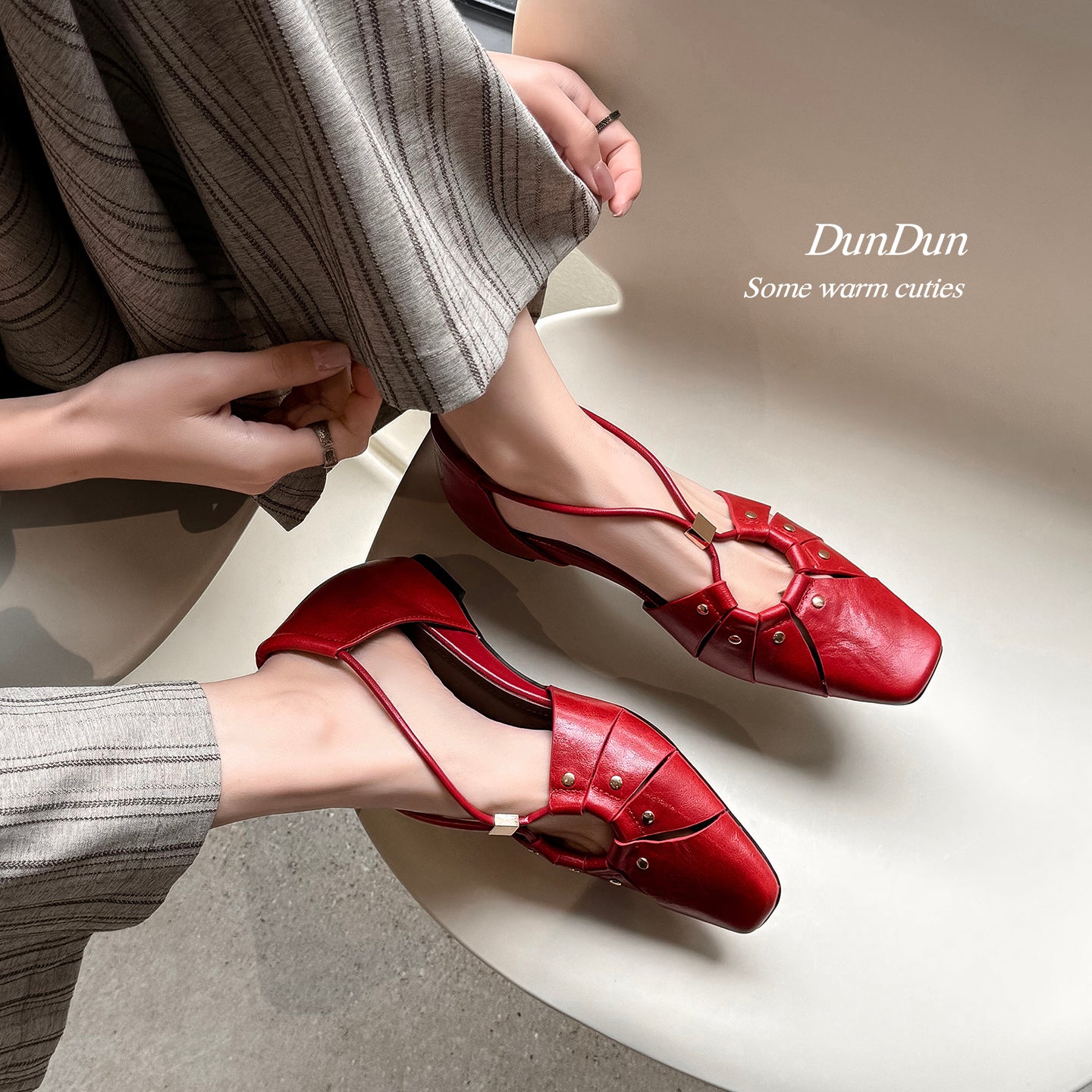 Sarah Express Woven Cage Leather Flat Sandals