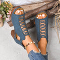 Stock Women's Block Heel Sandals, European & American Fashion Plus Size Round Toe Buckle High Heel Sandals, Wholesale Ladies Sandals – front product view