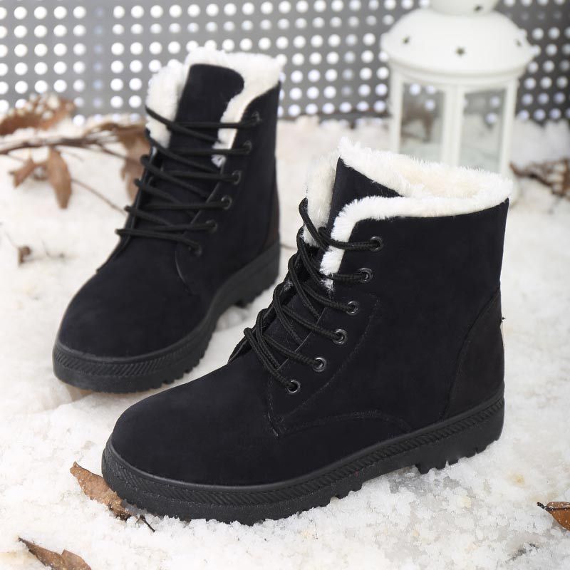 Sarah Express Women's Plush Lined Lace-Up Snow Boots