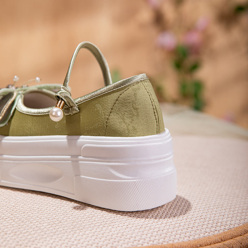 Sarah Express Embroidered Butterfly Platform Mary Jane Flats