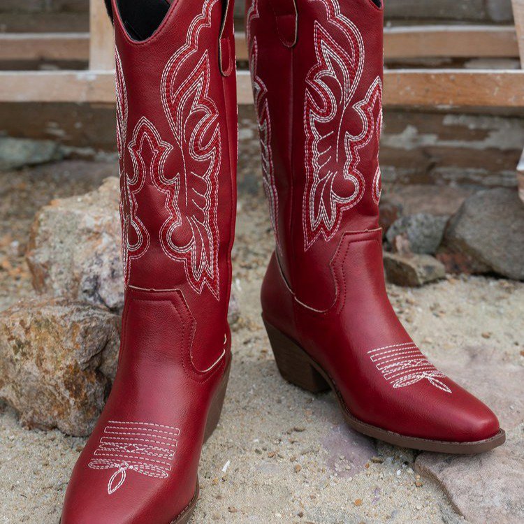 Women's Hollow-Out Chunky Heel Boots – heel profile alternate view 5