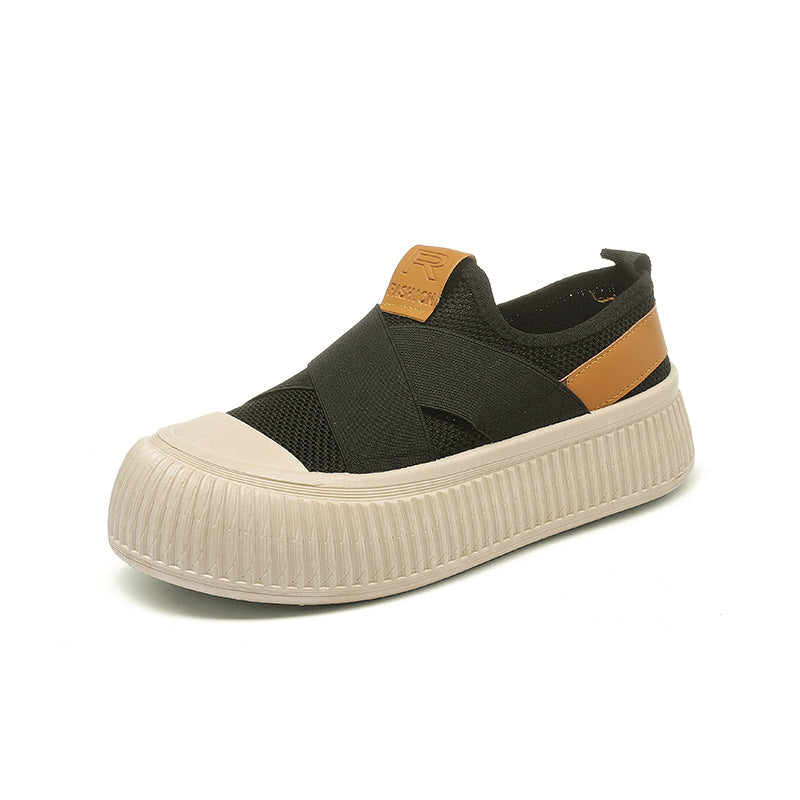 Sarah Express Breathable Mesh Canvas Slip-On Sneakers Black