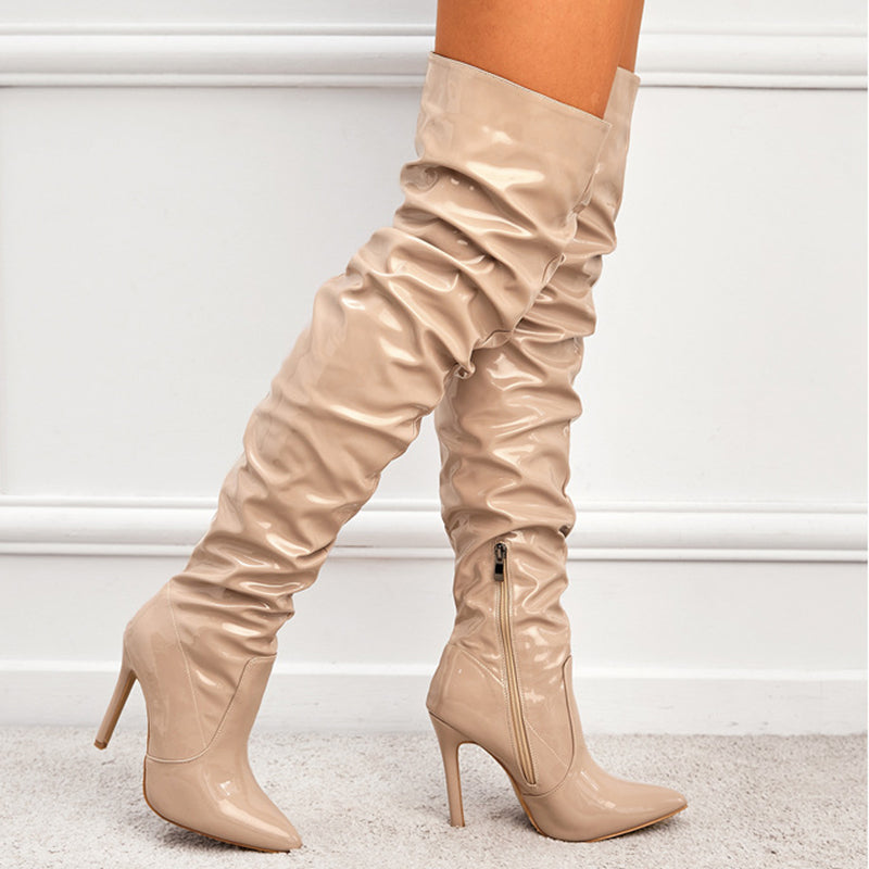 Sarah Express Knee-High Stiletto Boots Pointed Toe