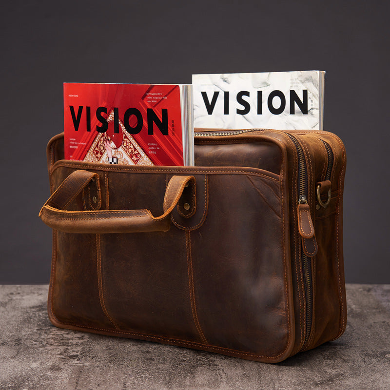 Sarah Express Retro Leather Briefcase for Men