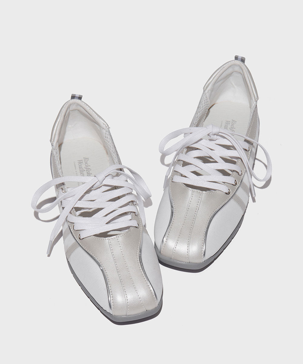 Sarah Express Square Toe Ballet Flats With Ankle Straps Milky White