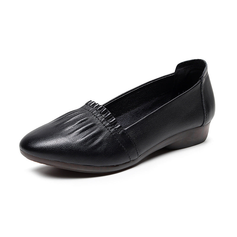 Sarah Express Women's Cowhide Leather Wedge Loafers
