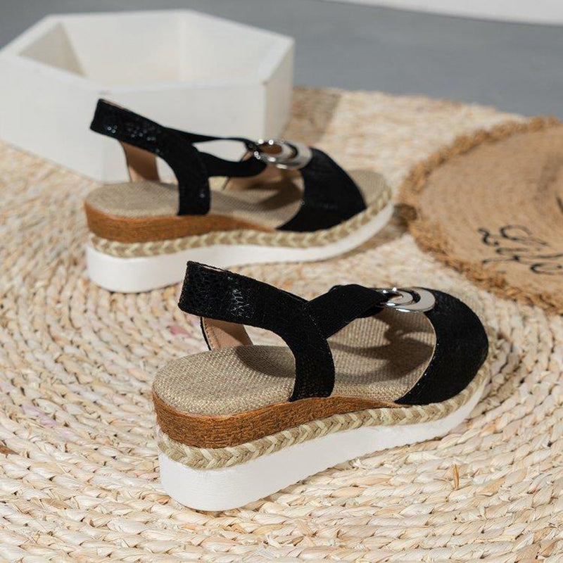 Sarah Express Peep Toe Serpentine Wedge Sandals
