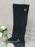 Sarah Express Pointed Toe Chunky Heel Mid-calf Boots Black Matte