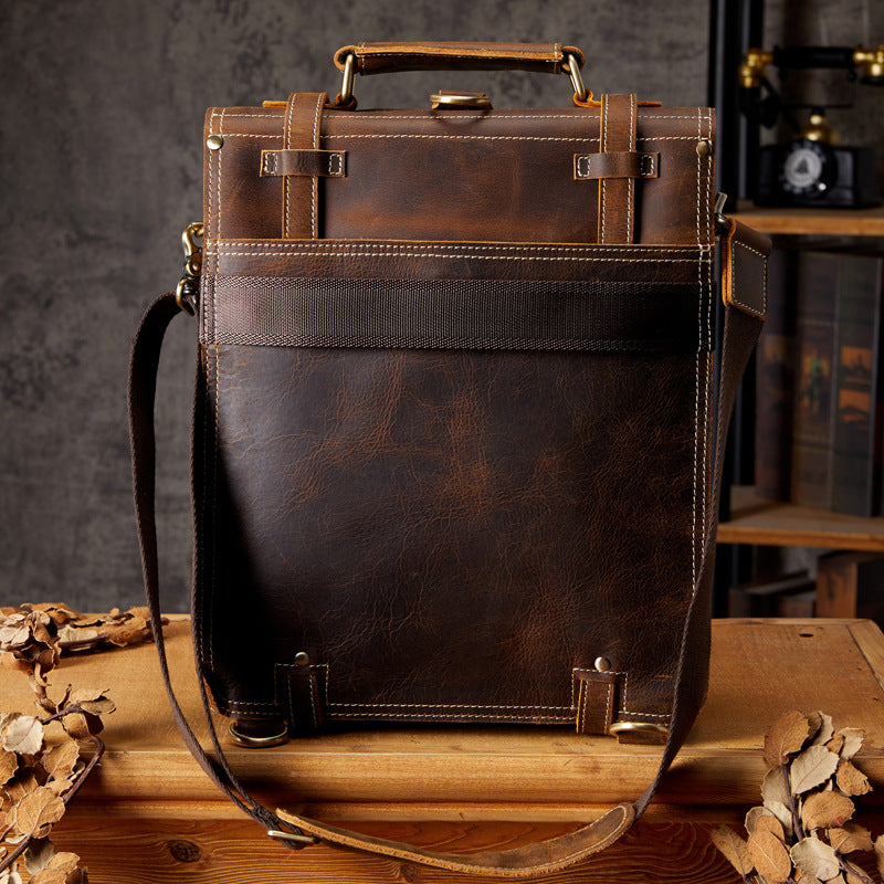 Sarah Express Structured Cowhide Leather Laptop Backpack
