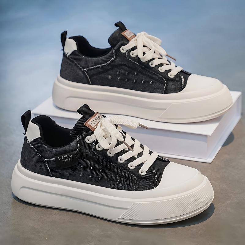 2026 Men's Summer Low-Top Canvas Skate Shoes, Platform Breathable Trendy Sneakers For Commute – front product view