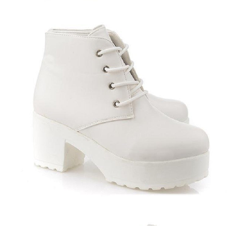 Sarah Express Chunky Heel Lace-Up Ankle Boots