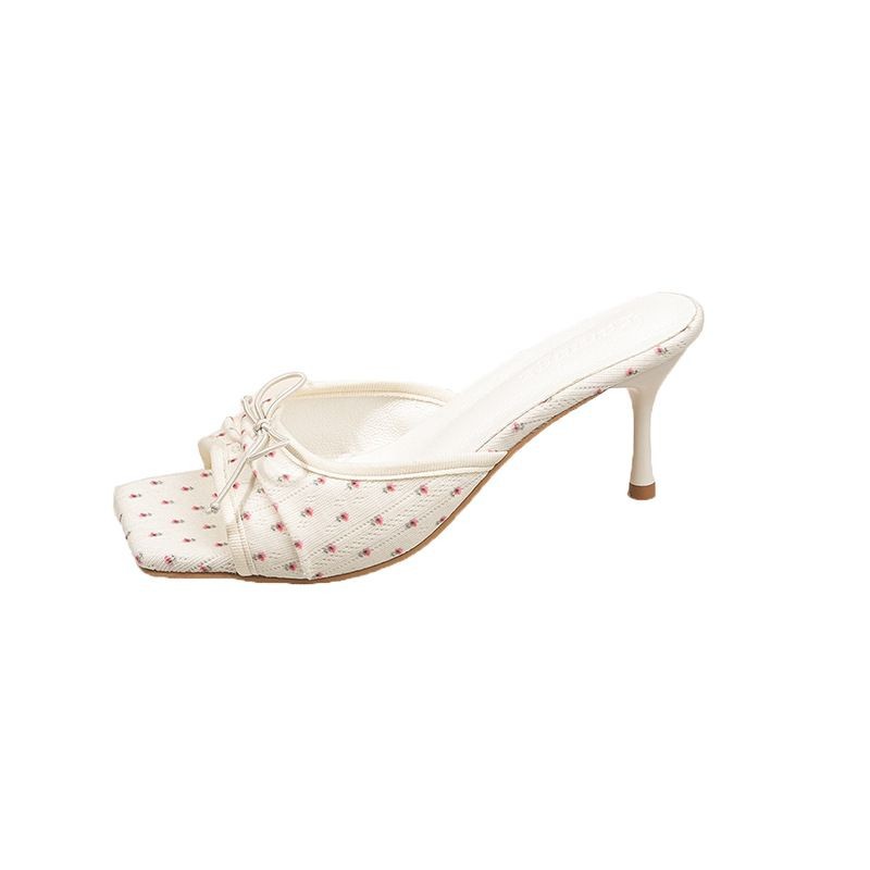 Sarah Express Bowtie Peep-Toe Square Toe Sandals