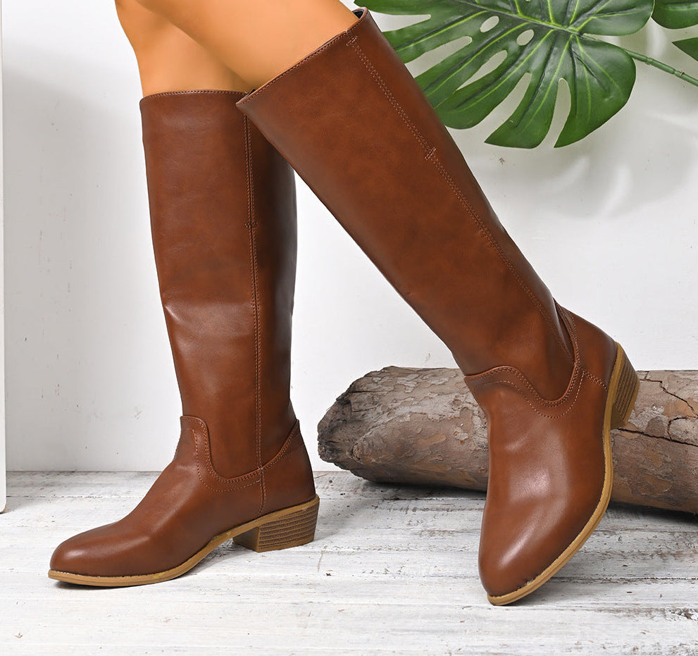 Sarah Express British Style Knee High Chunky Boots