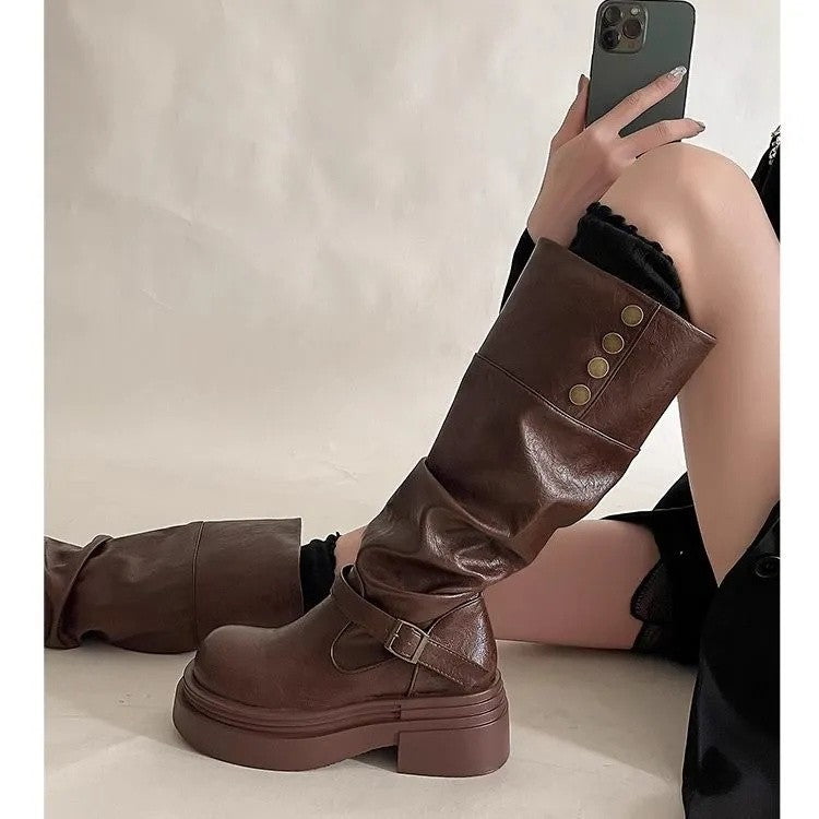 Sarah Express Chunky Block Sole Over-the-Knee Boots