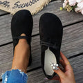 Sarah Express Women's Round Toe Suede Slip-On Flats Black