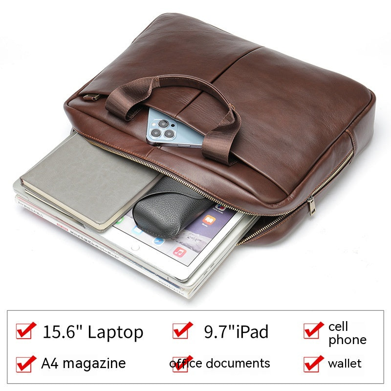 Sarah Express Genuine Leather Business Commute Briefcase