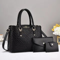 Sarah Express Woven Texture Three-Piece Handbag Set Black