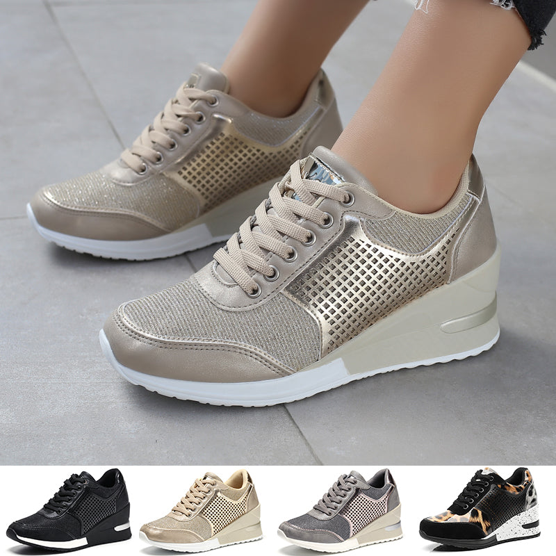 Sarah Express Women's Lace-up Height Increasing Wedge Sneakers