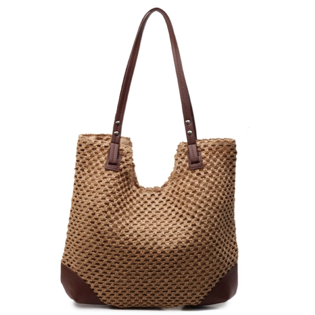 Sarah Express Minimalist Straw Weave Bucket Shoulder Bag