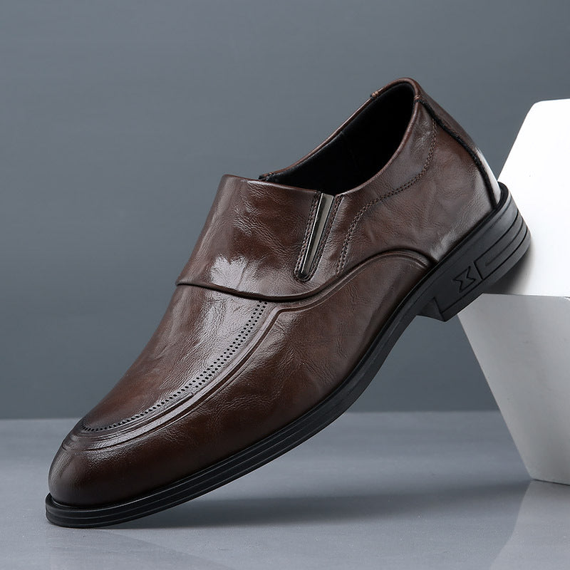 Sarah Express Men's Slip-On Cowhide Leather Dress Shoes