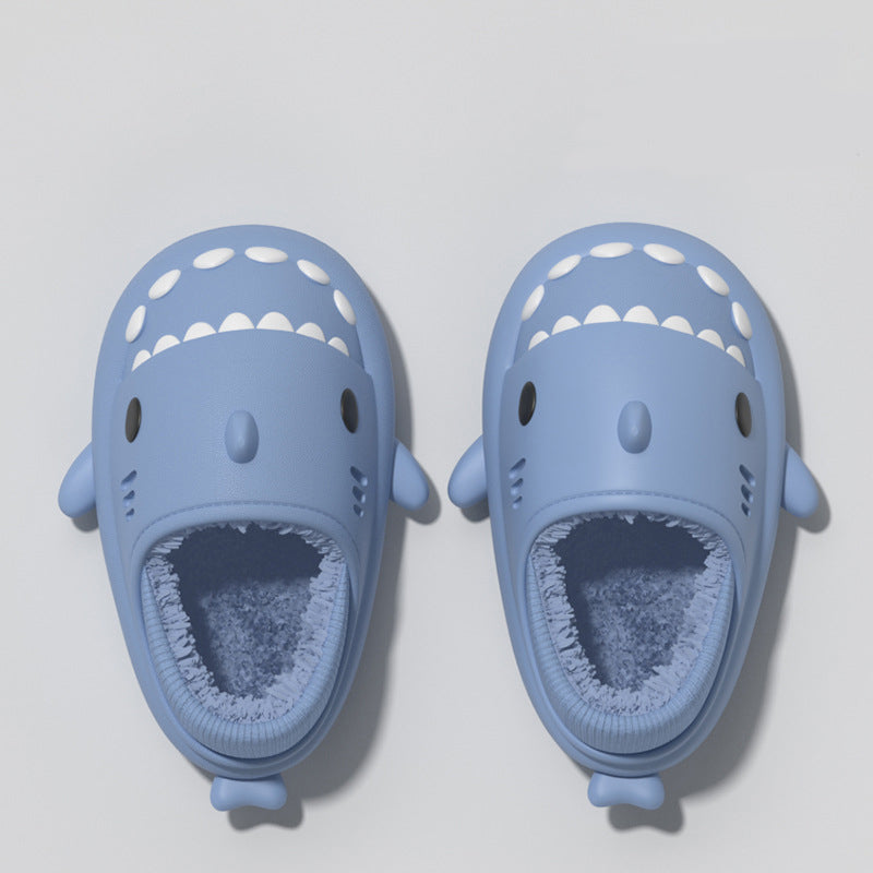 Sarah Express Shark Plush Lined Winter House Slippers Haze blue