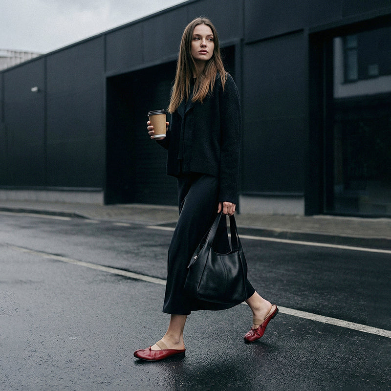 Sarah Express Split-Toe Tabi Leather Flat Mules
