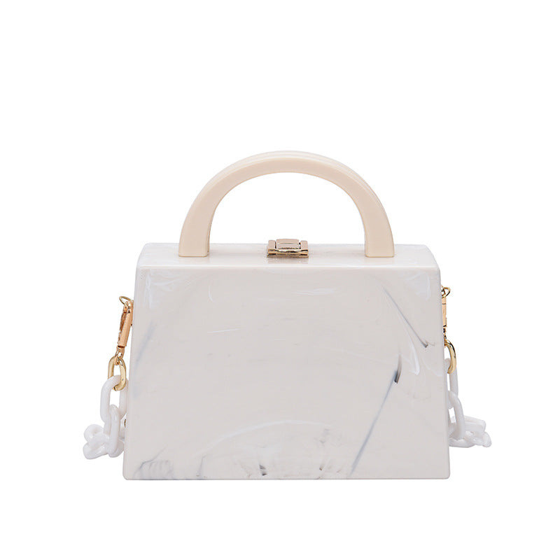 Sarah Express Structured Acrylic Chain Link Crossbody Bag White