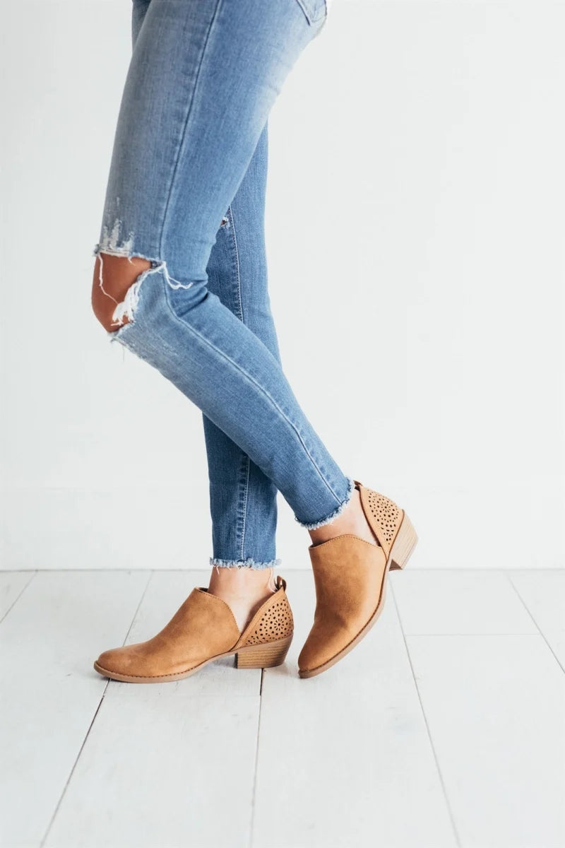 Sarah Express Women's Retro Cut-Out Ankle Boots