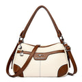 Sarah Express Retro Woven Contrasting Color Shoulder Bag White 28X14X19CM