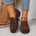 Sarah Express Women's Vintage British Style Suede Loafers Dark Brown