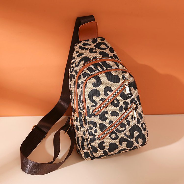 Sarah Express Leopard Print Sling Crossbody Chest Bag