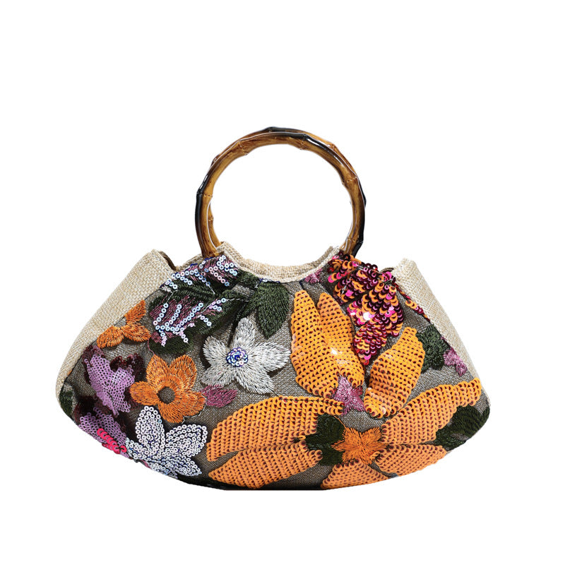 Sarah Express Shell Shape Bamboo Handle Tote Bag