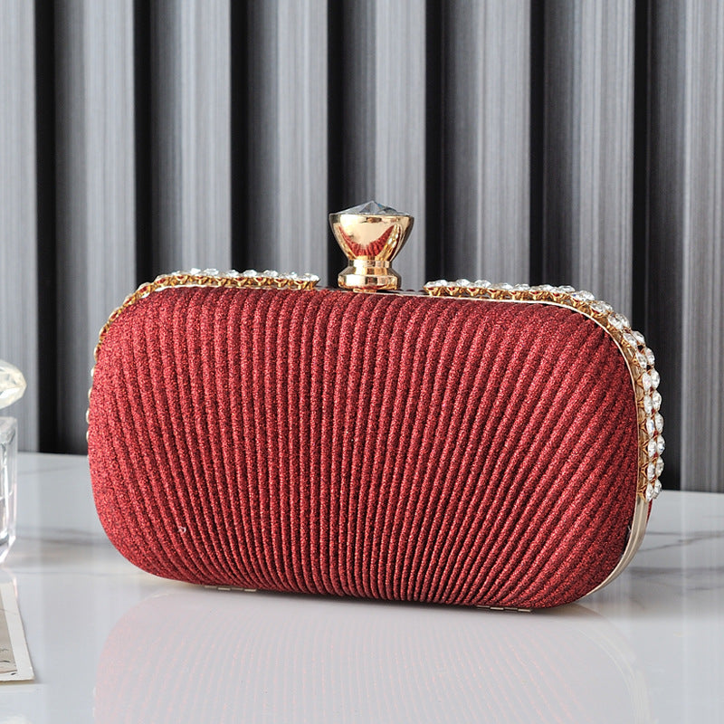 Sarah Express Glitter Oval Evening Clutch Handbag Red