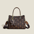 Sarah Express Printed Tote Bag With Flower Pendant Presbyopia Brown