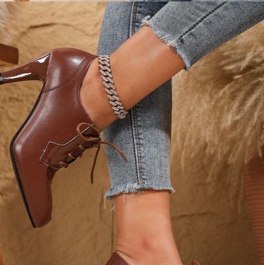 Sarah Express Pointed Toe Chunky Heel Ankle Boots