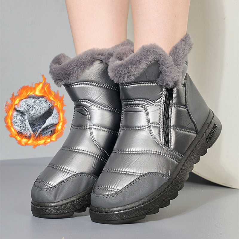 Sarah Express Women's Plush Lined Side Zipper Snow Boots