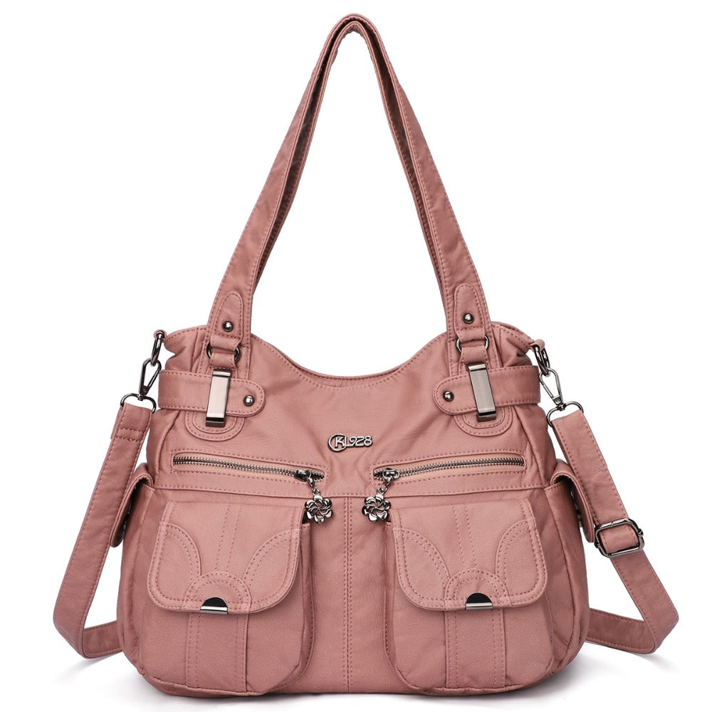 Sarah Express Soft Leather Multi-Pocket Messenger Bag
